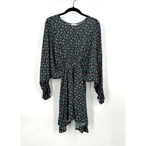 Peach Love California Dress Women S Green Floral Dolman Sleeve Cottagecore Boho
